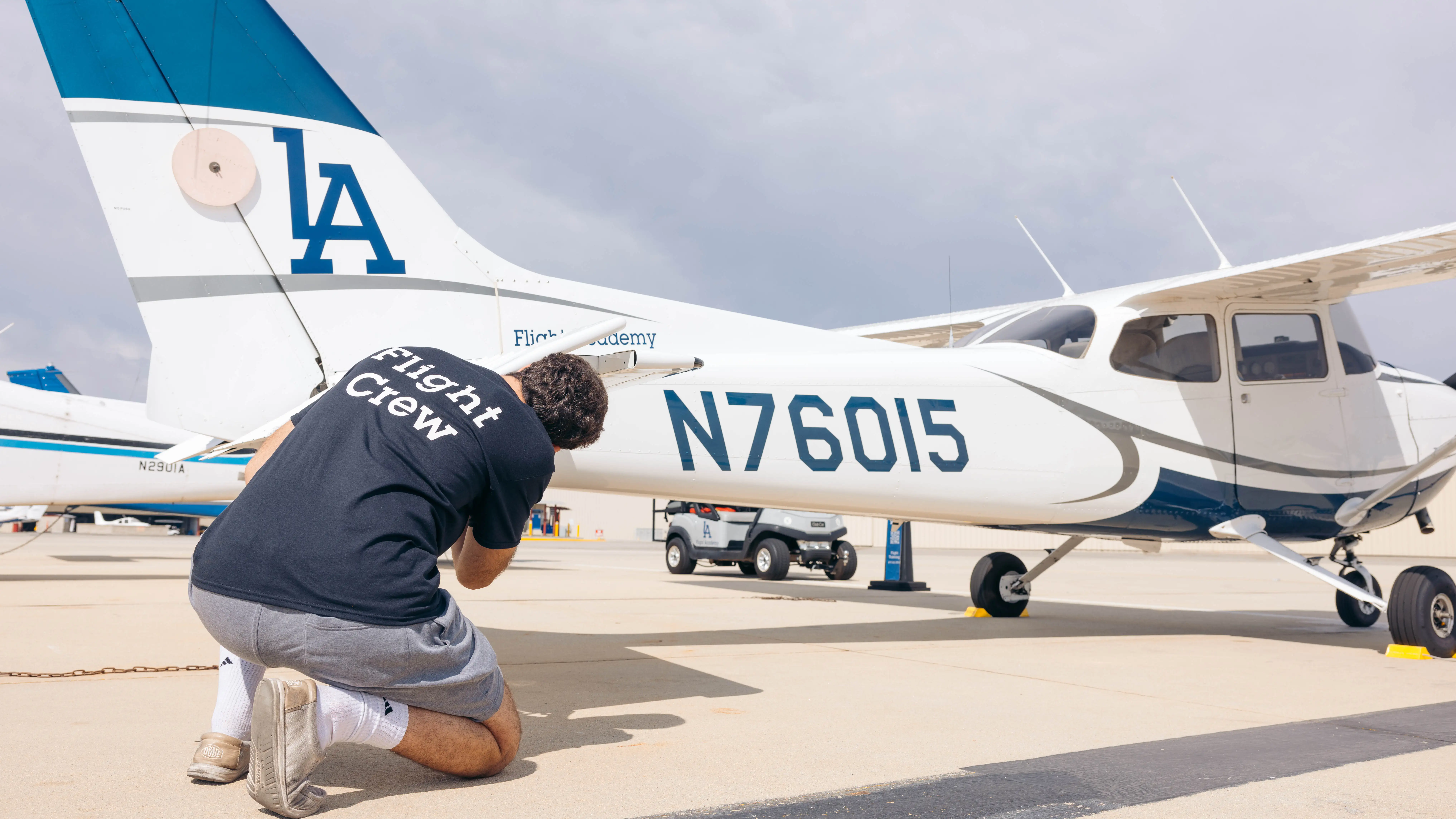 Pre-flight inspection at Van Nuys Airport