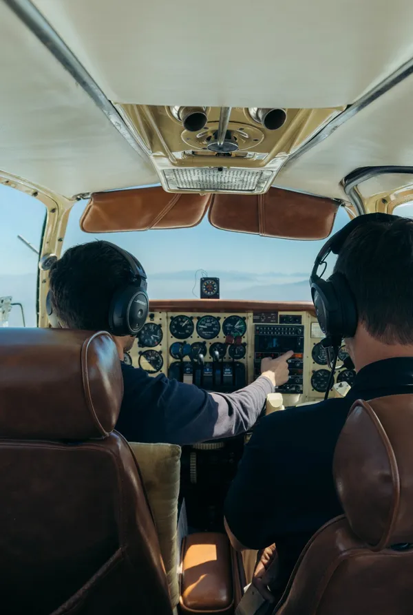 Commercial airline pilots in the cockpit