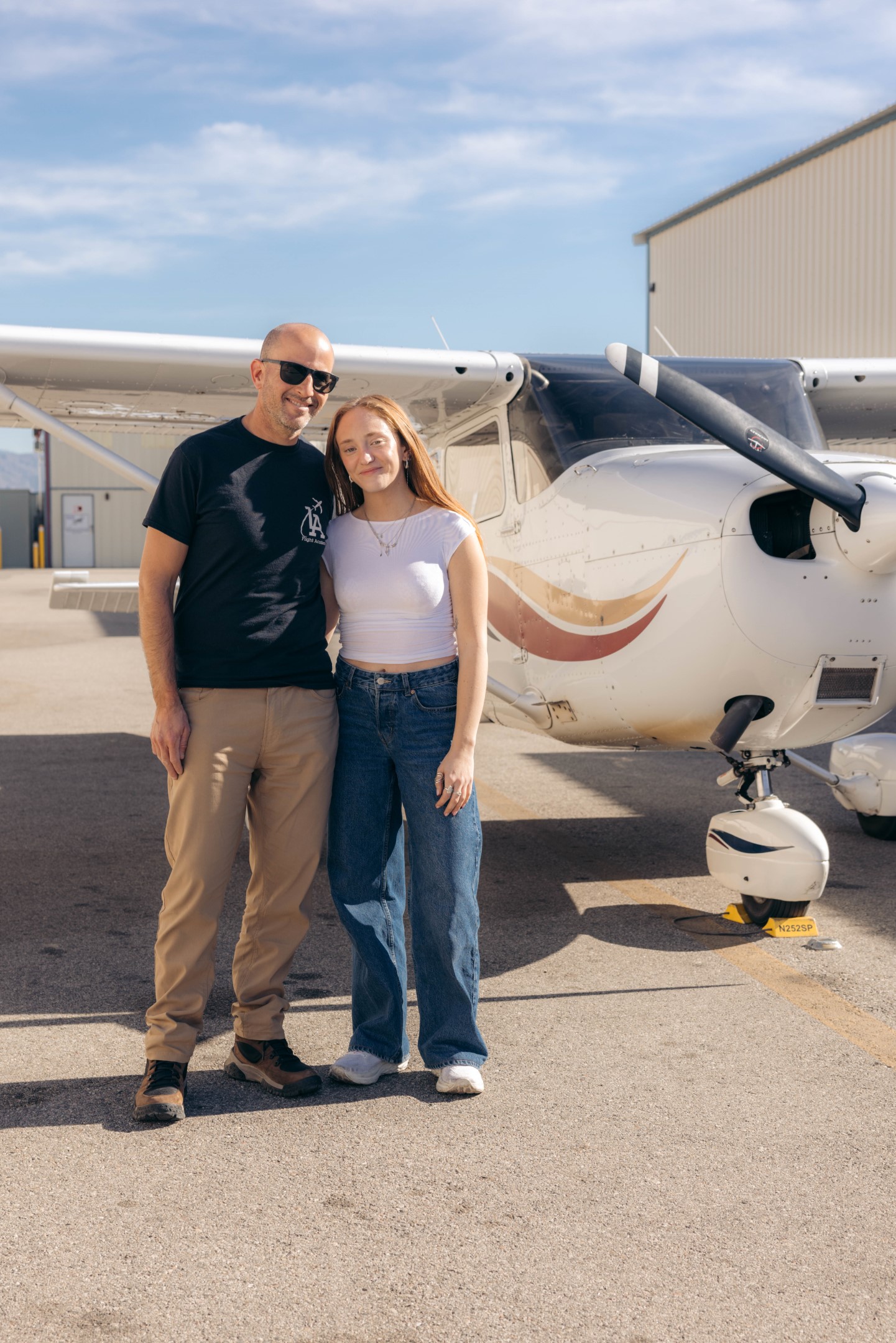 LA Flight Academy instructor and student after a training milestone